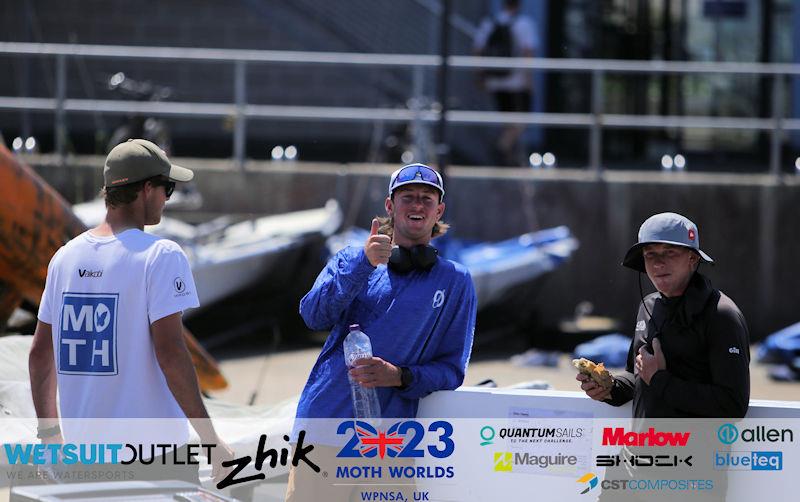 The dinghy park on day 2 of the Wetsuit Outlet and Zhik International Moth World Championship 2023 photo copyright Mark Jardine / IMCAUK taken at Weymouth & Portland Sailing Academy and featuring the International Moth class