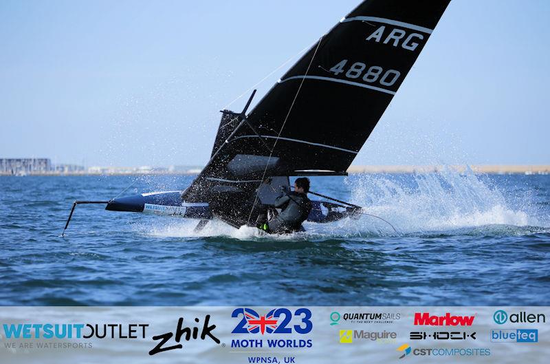 Mario Segers, ARG 4880, on day 3 of the Wetsuit Outlet and Zhik International Moth World Championship 2023 - photo © Mark Jardine / IMCAUK