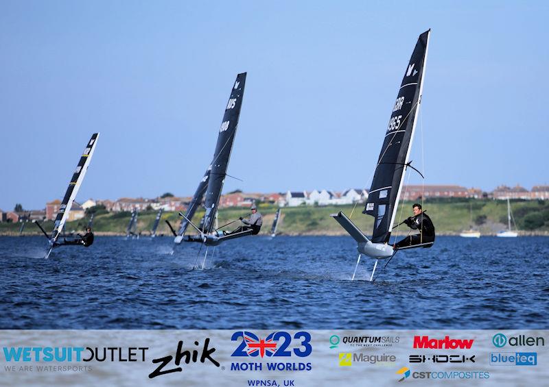 Jack Wetherell, GBR 4965, on day 3 of the Wetsuit Outlet and Zhik International Moth World Championship 2023 photo copyright Mark Jardine / IMCAUK taken at Weymouth & Portland Sailing Academy and featuring the International Moth class