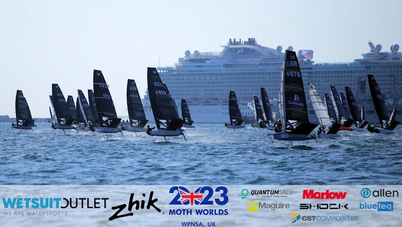 Yellow Fleet Race 1 Start 2 on day 3 of the Wetsuit Outlet and Zhik International Moth World Championship 2023 - photo © Mark Jardine / IMCAUK