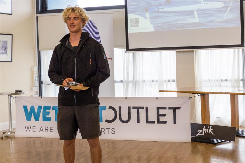 Wetsuit Outlet and Zhik International Moth World Championship 2023 Prize Giving - 1st placed Jacob Pye - photo © Phil Jackson / Digital Sailing