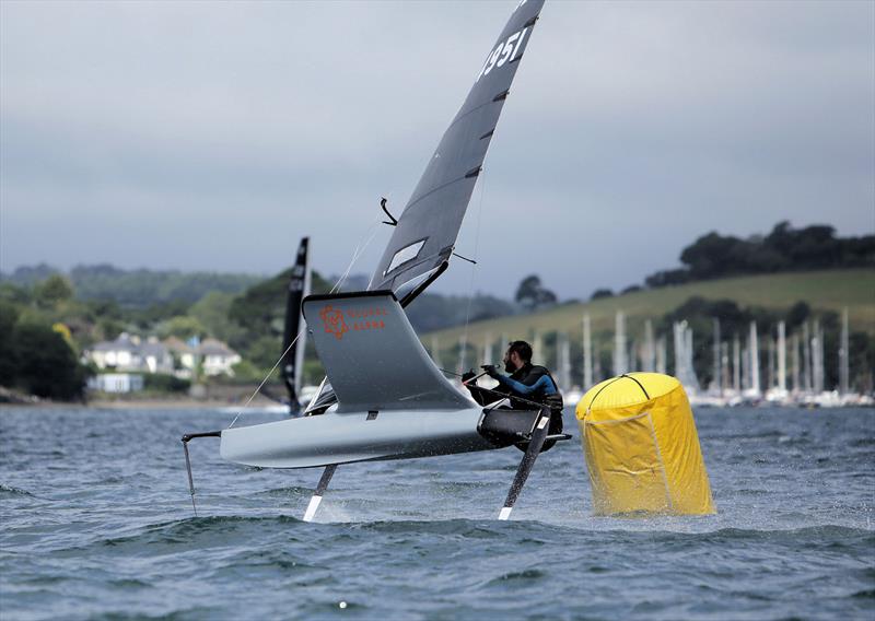 James Phare on Day 2 of the Wetsuit Outlet International Moth UK Nationals photo copyright Mark Jardine / IMCAUK taken at Restronguet Sailing Club and featuring the International Moth class