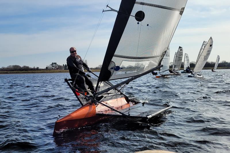 Surprisingly lonely at the pin in Race 3 - International Moth Lowriders Cobwebaway Breaker at Bartley photo copyright Chris Hawley taken at Bartley Sailing Club and featuring the International Moth class