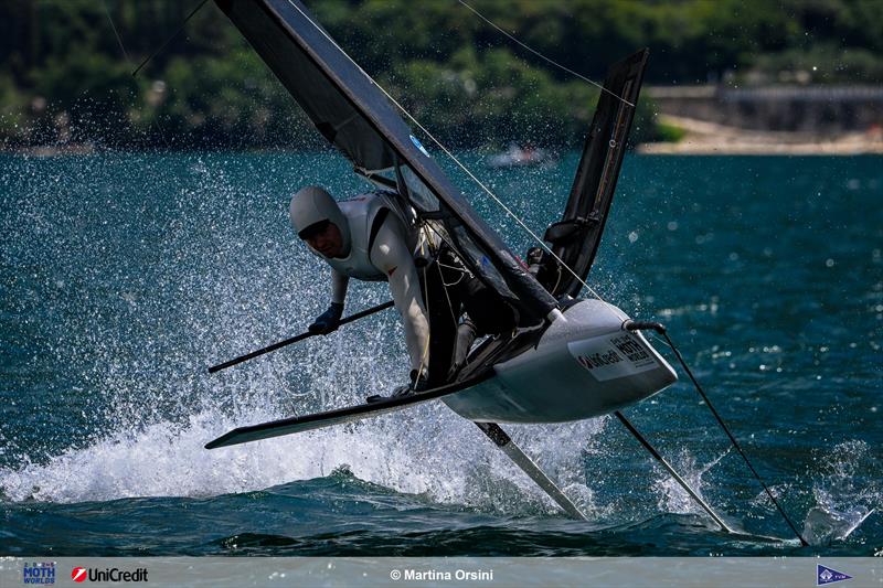Tom Slingsby on 2025 International Moth Worlds at Fraglia Vela Malcesine Day 1 photo copyright Martina Orsini taken at Fraglia Vela Malcesine and featuring the International Moth class