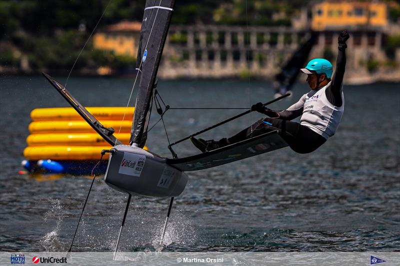 Paul Goodison on 2025 International Moth Worlds at Fraglia Vela Malcesine Day 1 photo copyright Martina Orsini taken at Fraglia Vela Malcesine and featuring the International Moth class