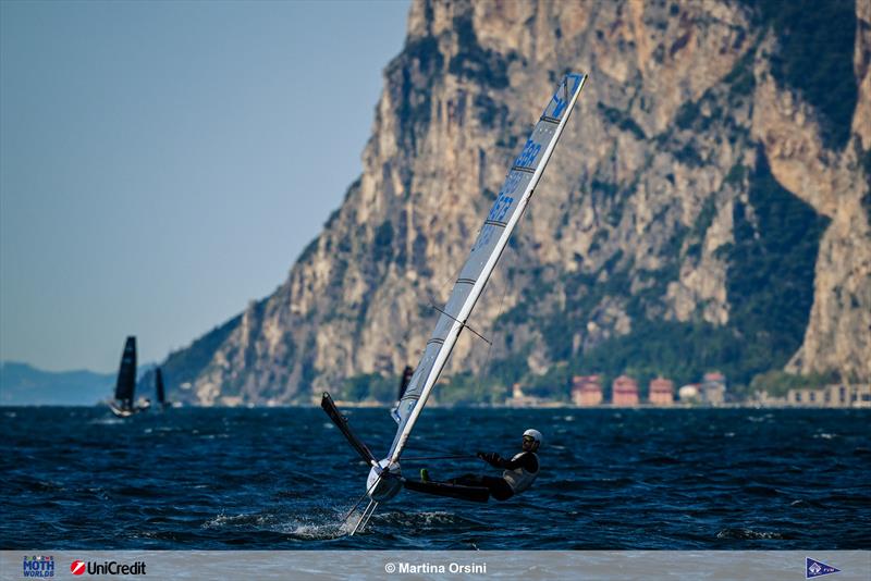 International Moth Worlds at Fraglia Vela Malcesine Day 3 photo copyright Martina Orsini taken at Fraglia Vela Malcesine and featuring the International Moth class