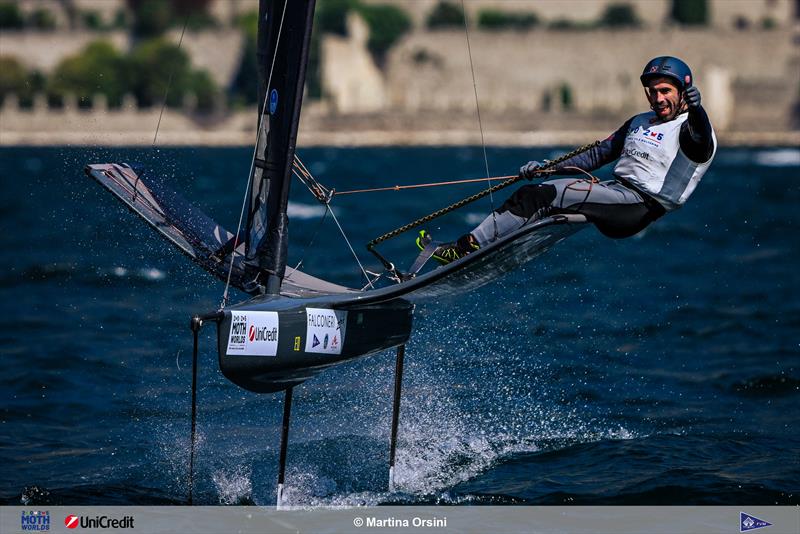 International Moth Worlds at Fraglia Vela Malcesine Day 3 photo copyright Martina Orsini taken at Fraglia Vela Malcesine and featuring the International Moth class