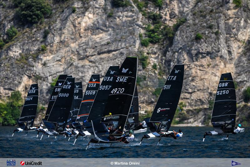 International Moth Worlds at Fraglia Vela Malcesine Day 4 photo copyright Martina Orsini taken at Fraglia Vela Malcesine and featuring the International Moth class