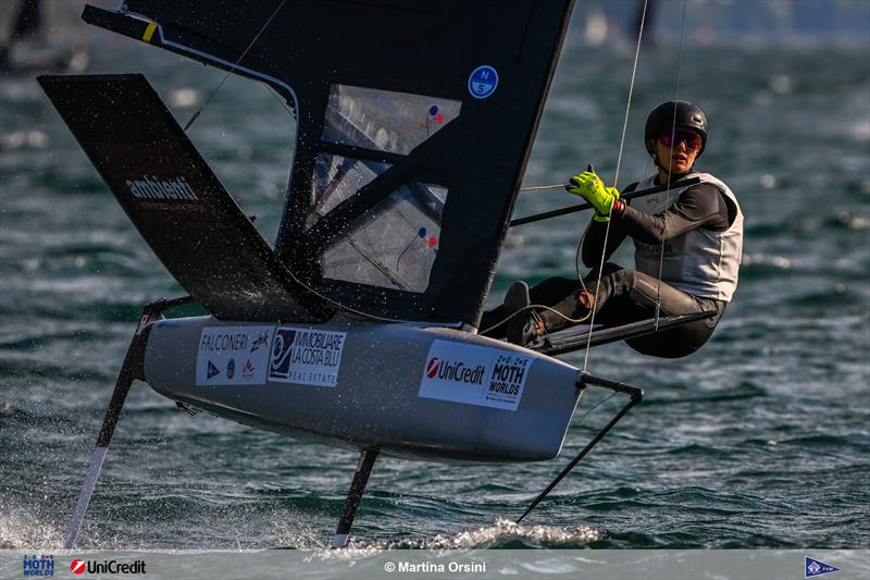 International Moth Worlds at Fraglia Vela Malcesine Day 4 photo copyright Martina Orsini taken at Fraglia Vela Malcesine and featuring the International Moth class