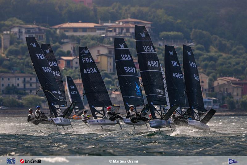 International Moth Worlds at Fraglia Vela Malcesine Day 4 photo copyright Martina Orsini taken at Fraglia Vela Malcesine and featuring the International Moth class