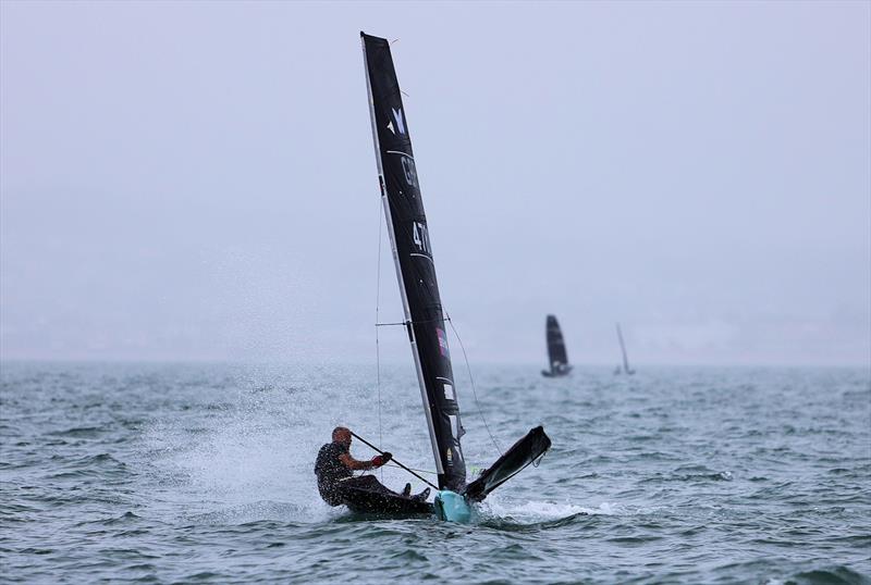 GBR 4780 Joseph Wellerd touchdown on Wetsuit Outlet International Moth UK Championship Day 4 photo copyright Mark Jardine taken at Royal Torbay Yacht Club and featuring the International Moth class