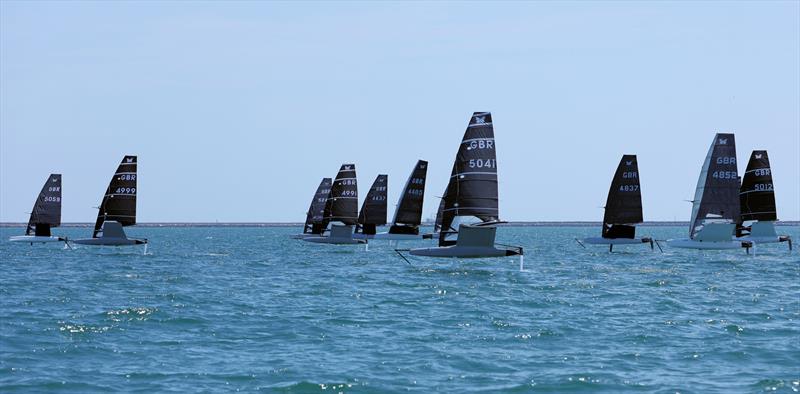 Wetsuit Outlet International Moth UK Nationals at the WPNSA Day 4 - Race 12 upwind photo copyright Mark Jardine taken at Weymouth & Portland National Sailing Academy and featuring the International Moth class