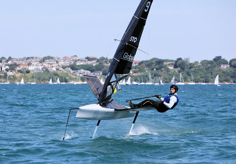 Wetsuit Outlet International Moth UK Nationals at the WPNSA Day 4 - GBR 5250 Kyle Stoneham wins Race 9 photo copyright Mark Jardine taken at Weymouth & Portland National Sailing Academy and featuring the International Moth class