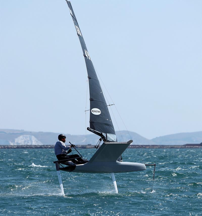 Wetsuit Outlet International Moth UK Nationals at the WPNSA Day 4 - GBR 4990 during Race 9 photo copyright Mark Jardine taken at Weymouth & Portland National Sailing Academy and featuring the International Moth class