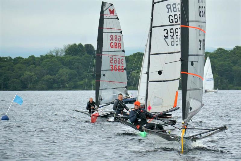Start line - Lowrider International Moth Scottish Championship at Loch Lomond photo copyright Katie Hughes taken at Loch Lomond Sailing Club and featuring the International Moth class