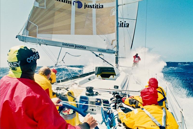 Swedish flagged WOR60 Intrum Iustitia's crewed by Pierre Mas and skippered by Roger Nilson and Lawrie Smith for the 1993-94 Whitbread Round the World Race - photo © PPL