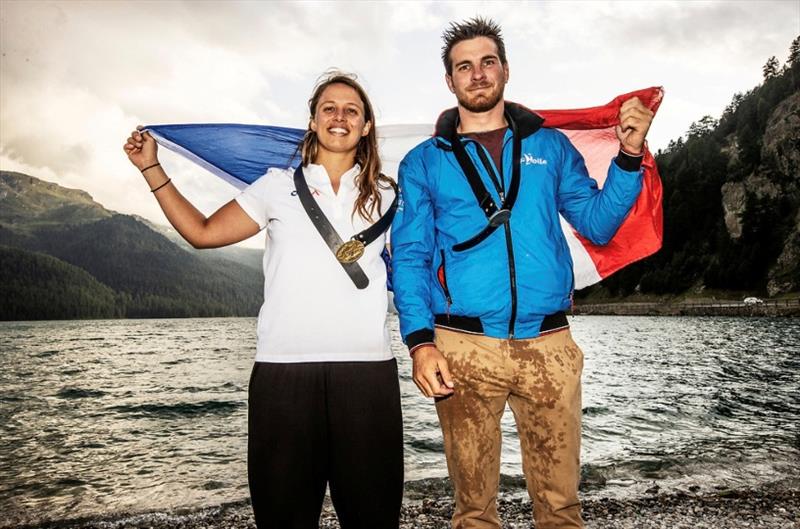 Helene Noesmoen and Nicolas Goyard - 2021 iQFOiL World Champions photo copyright Rachele Vitello taken at  and featuring the iQFoil class