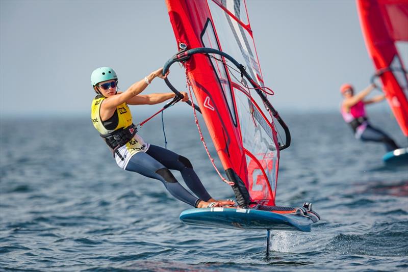 With the last race of the day, Theresa Steinlein on the iQFoil at the top built up a small points cushion before the final day photo copyright Sascha Klahn taken at Kieler Yacht Club and featuring the iQFoil class