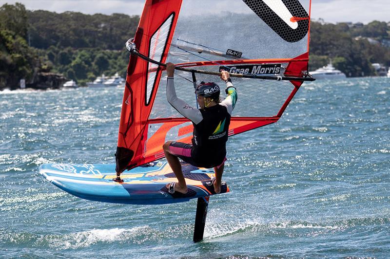 Grae Morris shows his foiling style photo copyright Jon West Photography taken at Australian Sailing and featuring the iQFoil class