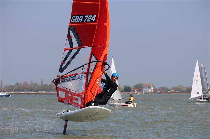 Charlie Dixon on his iQFOilEaster at Blackwater SC photo copyright Anna Lau taken at Blackwater Sailing Club and featuring the iQFoil class