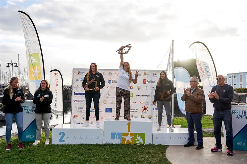 Women podium - iQFOiL Lanzarote International Games 2023 photo copyright Sailing Energy taken at Lanzarote Sailing Center and featuring the iQFoil class