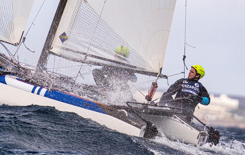 Majdalani/Bosco (ARG), #2 Nacra 17 at the Lanzarote International Regatta photo copyright Sailing Energy taken at Lanzarote Sailing Center and featuring the iQFoil class