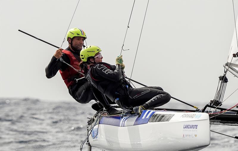 Besson & Ancian (FRA), new Nacra leaders at the Lanzarote International Regatta photo copyright Sailing Energy taken at Lanzarote Sailing Center and featuring the iQFoil class