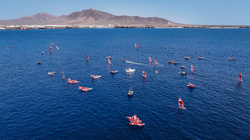 Waiting for the wind on day 1 of the iQFOiL World Championships in Lanzarote photo copyright Sailing Energy / Marina Rubicón taken at  and featuring the iQFoil class