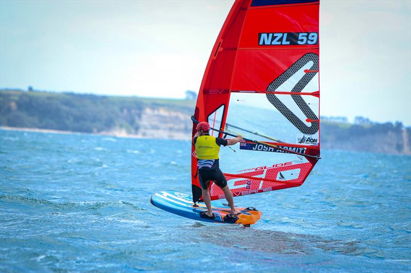 Josh Armit - Oceanbridge Sail Auckland Regatta - February 2024, Torbay Sailing Club, New Zealand photo copyright Yachting New Zealand taken at Torbay Sailing Club and featuring the iQFoil class