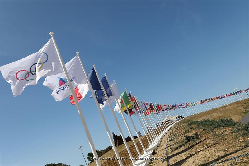 National flags - Olympic venue - Marseille - Paris2024 Olympic Regatta - July 24, 2024 photo copyright Gilles Martin-Raget taken at Yacht Club de France and featuring the iQFoil class
