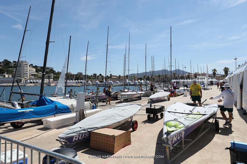 Boat park - Olympic venue - Marseille - Paris2024 Olympic Regatta - July 24, 2024 photo copyright Gilles Martin-Raget taken at Yacht Club de France and featuring the iQFoil class