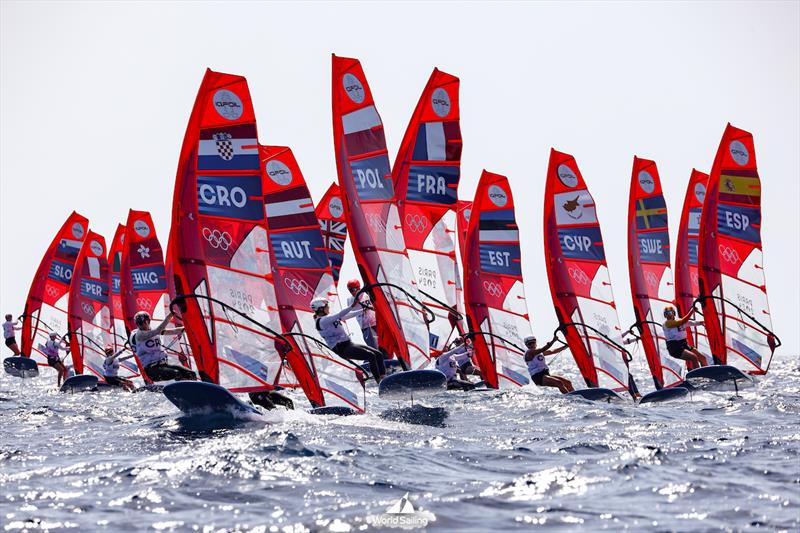 Fleet start - iQFoil - Marseille - Paris2024 Olympic Regatta - July 30, 2024 - photo © World Sailing / Sander van der Borch