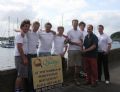 John Wilkinson of PSC presenting the South Rock Race trophy to Stephen Martin skipper of Signet of Kip along with her crew © Kieran Gilmore