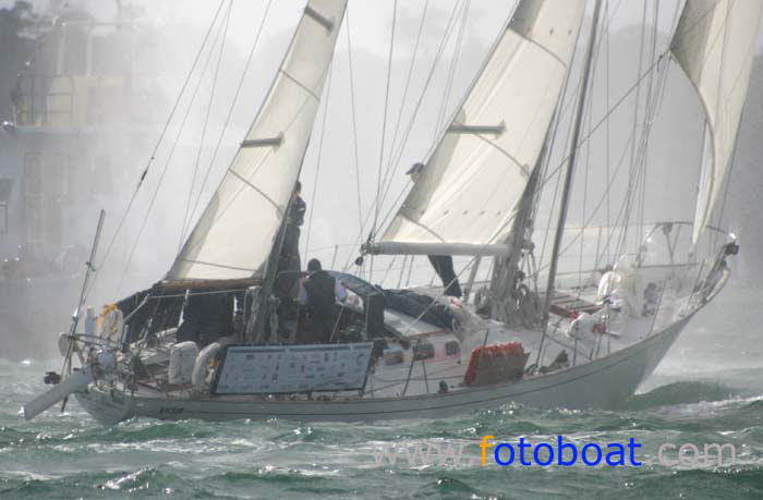 Gypsy Moth IV sets off around the world again from Plymouth photo copyright Tom Gruitt / www.fotoboat.com taken at  and featuring the IRC class