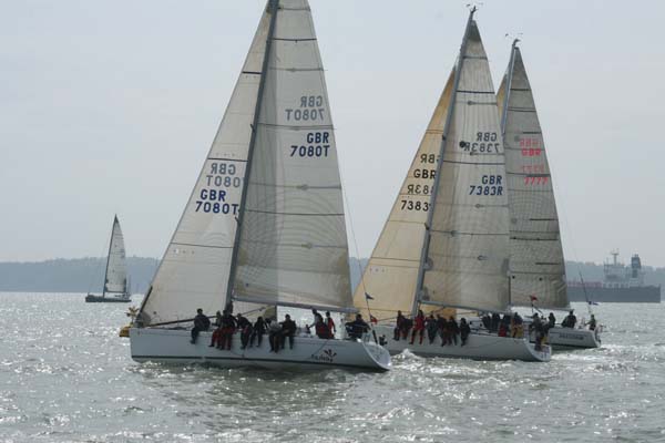 Close finishes in the first IR photo copyright Eddie Mays taken at Warsash Sailing Club and featuring the IRC class