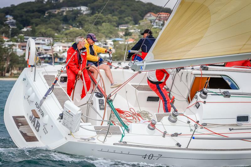 The JAB crew on day 3 at Sail Port Stephens photo copyright Jon Reid / Saltwater Images taken at Corlette Point Sailing Club and featuring the IRC class