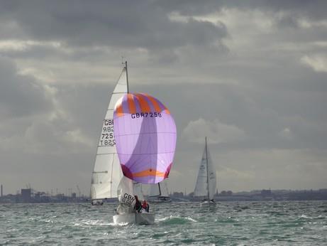 Grey skies on Belfast Lough for the inaugural Super Sunday event of the Northern Ireland Restricted Keelboat Racing Association photo copyright Gary McMurry taken at Royal Ulster Yacht Club and featuring the IRC class