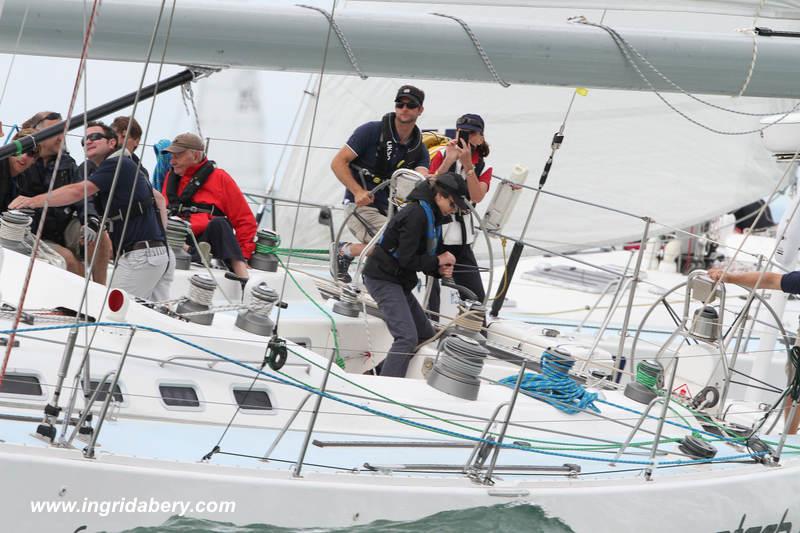 HRH Princess Anne trimming on the UKSA Farr 65 'Albatross'  on day 4 of Aberdeen Asset Management Cowes Week photo copyright Ingrid Abery / www.ingridabery.com taken at Cowes Combined Clubs and featuring the IRC class