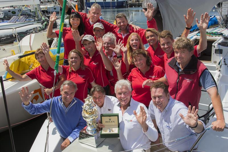Wild Rose wins the 70th Rolex Sydney Hobart Race (l to r) Jean-Noel Bioul Rolex SA, John Cameron - CYCA Commodore, Roger Hickman - Owner/Skipper Wild Rose, Richard Batt - RYCT Commodore - photo © Daniel Forster / Rolex