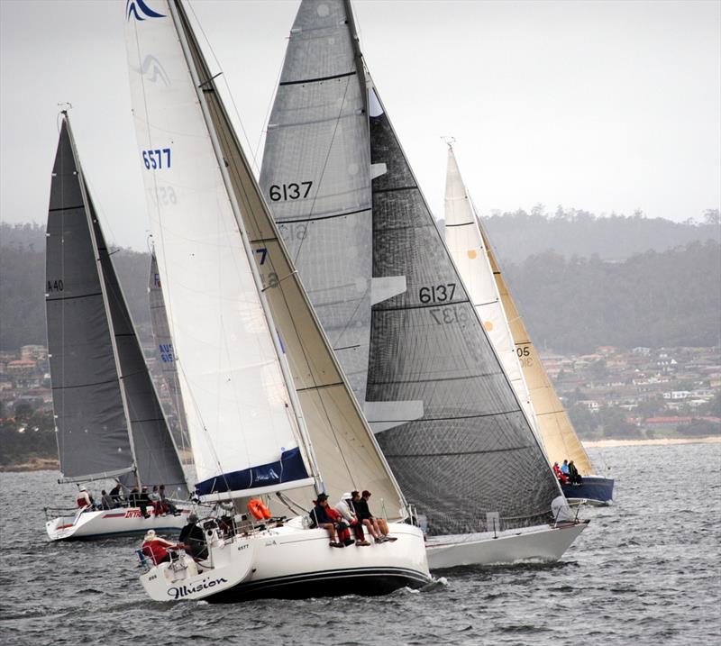 Long Race Series overall winner Illusion crosses tacks with final race winner Black Magic photo copyright Peter Campbell taken at  and featuring the IRC class