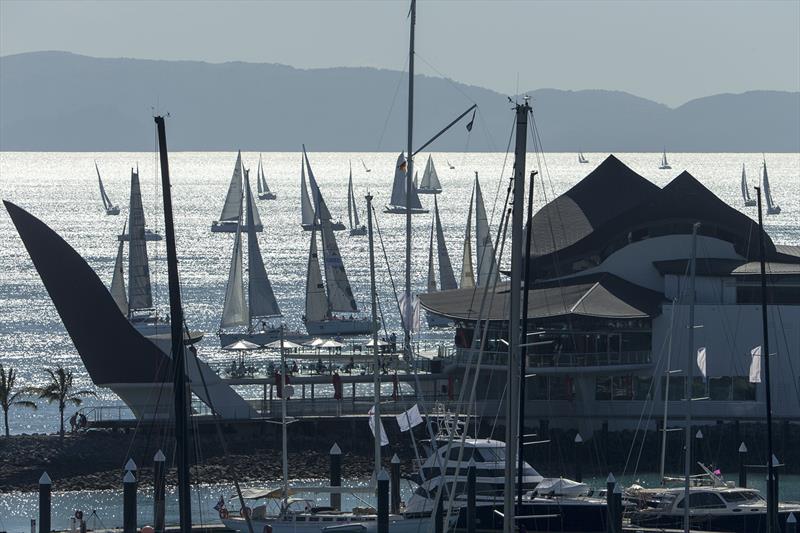 The fleet finishing off Hamilton Island Yacht Club on IRC Australian Championship day 2 at Audi Hamilton Island Race Week photo copyright Andrea Francolini taken at Hamilton Island Yacht Club and featuring the IRC class