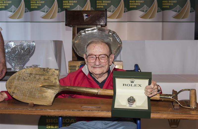 Sy Kleinman of 'Swiftsure' accepting the City of San Francisco Perpetual Trophy in the Rolex Big Boat Series photo copyright Rolex / Kurt Arrigo taken at St. Francis Yacht Club and featuring the IRC class