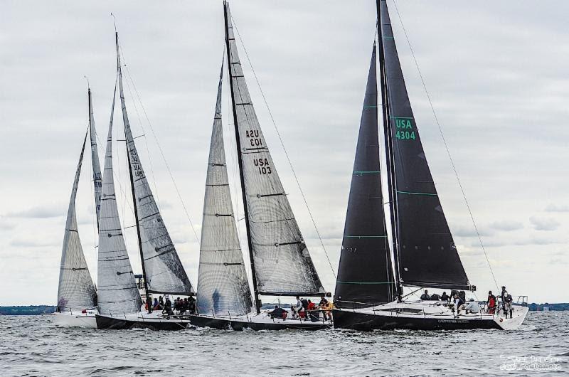 Close windward mark action in the IRC/ORC Class in the Annapolis Fall Regatta - photo © Sara Proctor / www.sailfastphotography.com