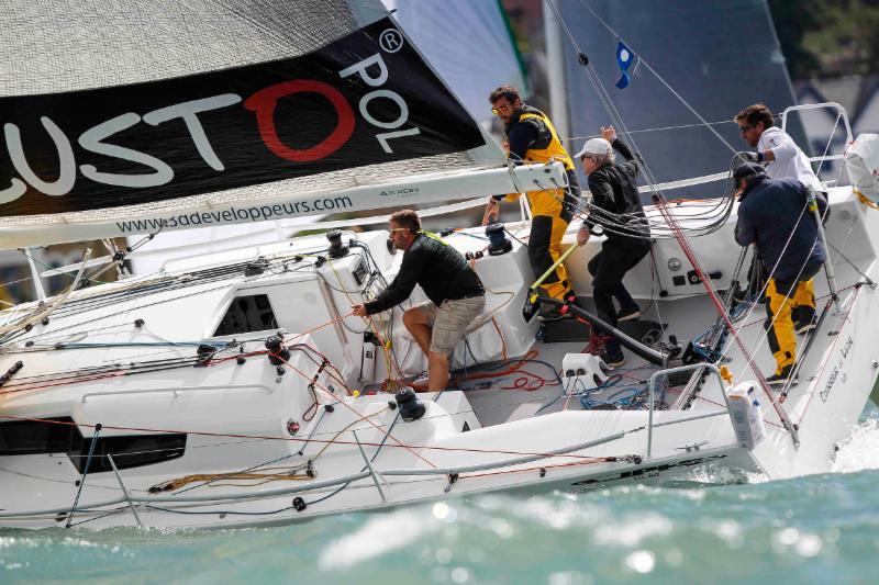 2015 RORC Seasons' Points Championship winner and lifting the IRC Three trophy along with five other trophies - Géry Trentesaux's JPK 10.80 - photo © Paul Wyeth / pwpictures.com