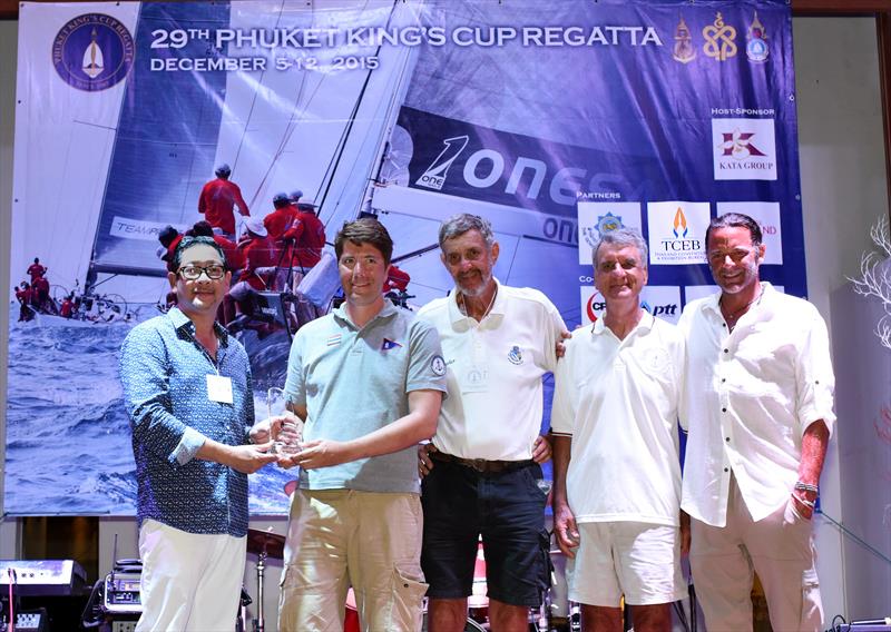 Jubilant winners of day 3 honoured at 29th Phuket King's Cup Regatta prizegiving party photo copyright Guy Nowell taken at Phuket Yacht Club and featuring the IRC class
