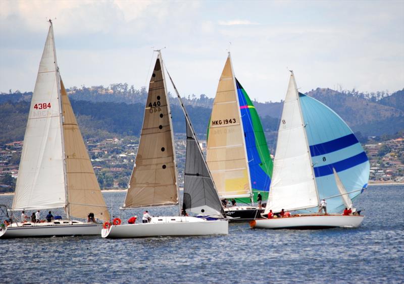 Serica wins the start for Division 4 in yesterday's race on Hobart's River Derwent - photo © Peter Campbell