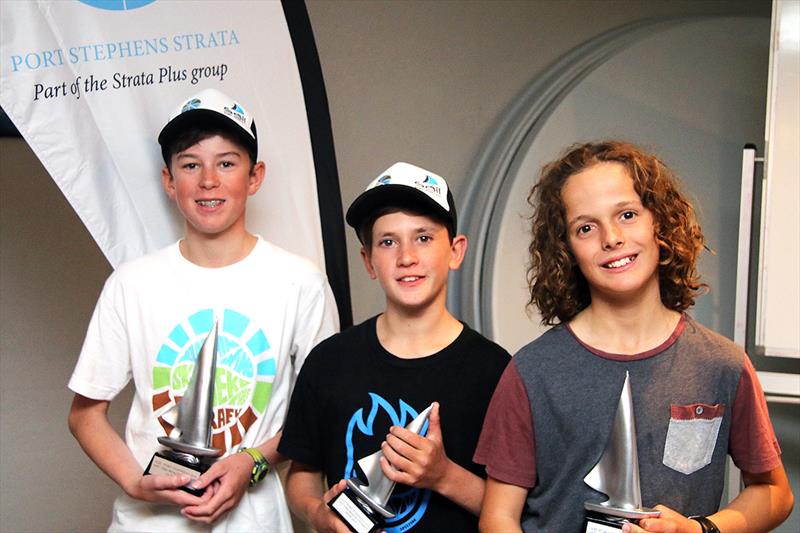 (l-r) Jack Ferguson, Fletcher Walters & Oliver Gordon during the Sail Port Stephens Junior Series photo copyright Craig Greenhill / Saltwater Images taken at Corlette Point Sailing Club and featuring the IRC class