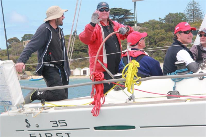 Daniel Edwards and his White Noise team just before the start of the 2015 Melbourne to Devenport Race - photo © Neville Rose / ORCV Media