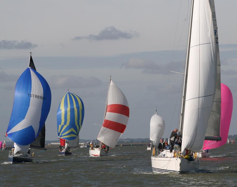 Paul Trueman's Exile leads IRC down river on the start of their challenging five-hour Town Cup race at Burnham Week photo copyright Sue Pelling taken at Royal Burnham Yacht Club and featuring the IRC class