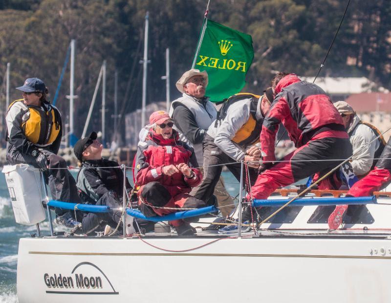 Kame Richards (centre), skipper of the Express 37 Golden Moon and competing in his 30th Rolex Big Boat Series, is the only entrant to have a perfect scoreline photo copyright Daniel Forster / Rolex taken at St. Francis Yacht Club and featuring the IRC class